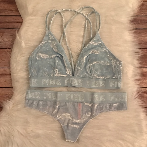 PINK Victoria's Secret Other - VS PINK VELVET BRALETTE AND PANTY SET